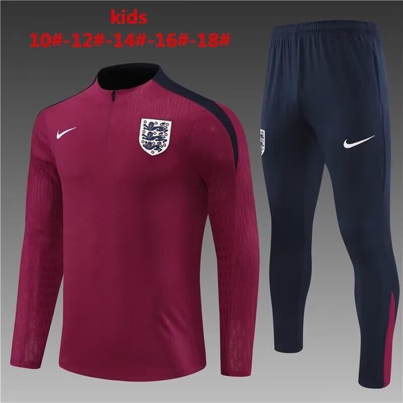 Kids England Soccer Tracksuit Red Replica 2024