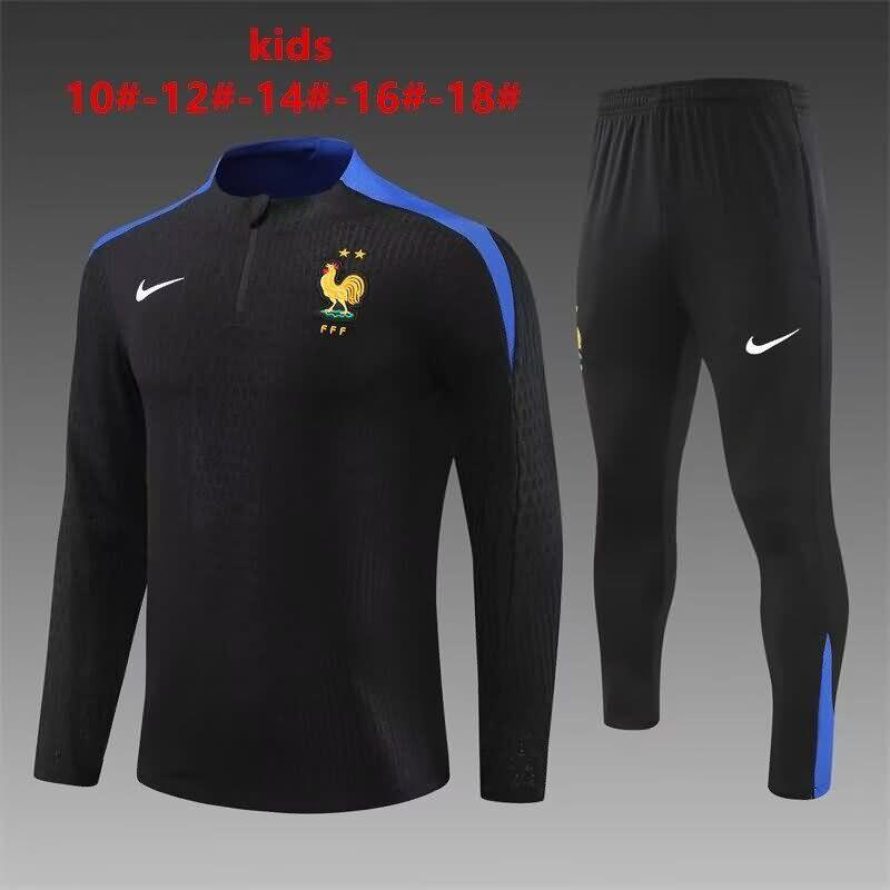 Kids France Soccer Tracksuit Black Replica 2024