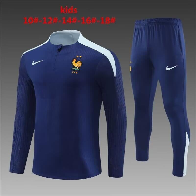 Kids France Soccer Tracksuit Dark Blue Replica 2024