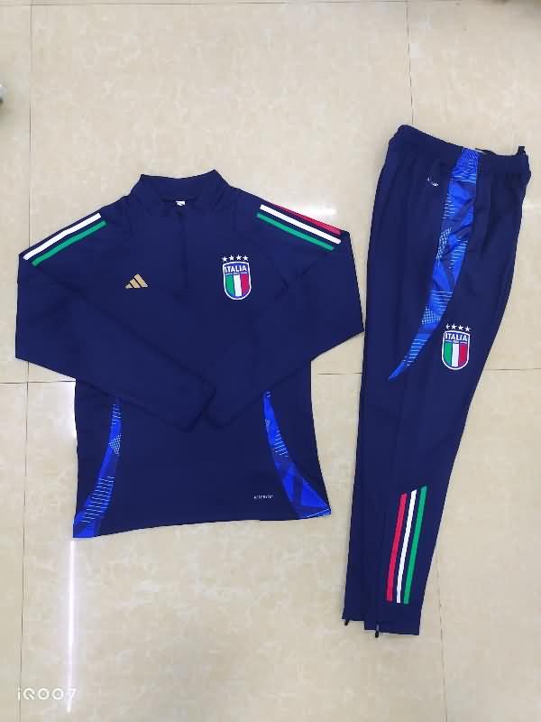 Italy Soccer Tracksuit 02 Dark Blue Replica 2024