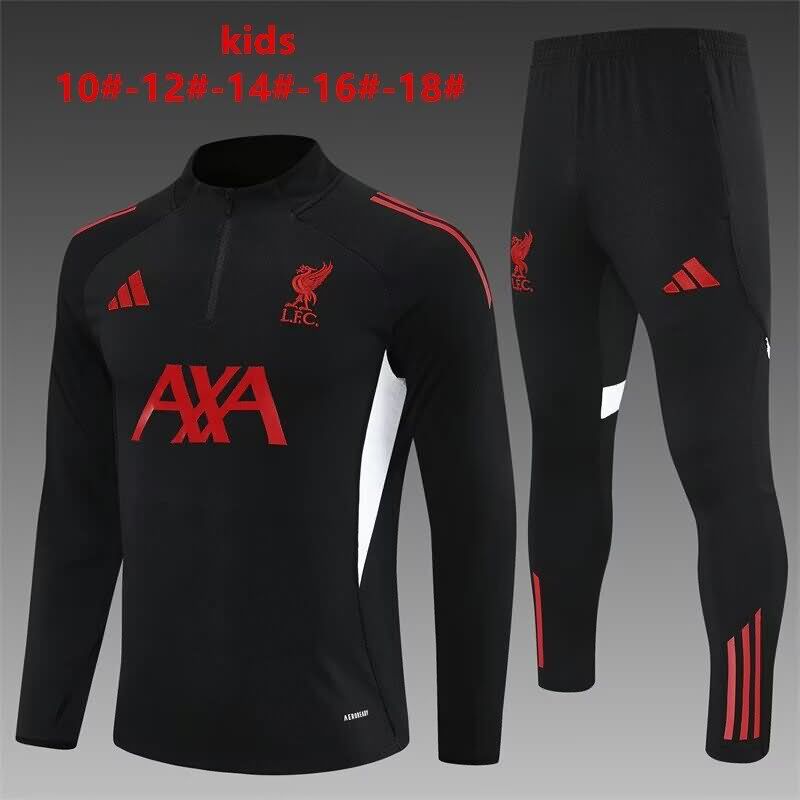 Kids AAA Quality Liverpool 24/25 Black Soccer Tracksuit