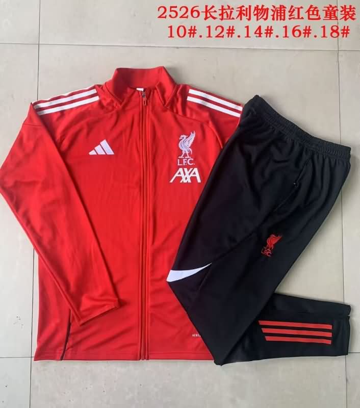 Kids AAA Quality Liverpool 24/25 Red Soccer Tracksuit