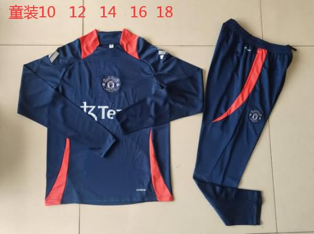 Kids Manchester United Soccer Tracksuit 02 Dark Blue Replica 24/25