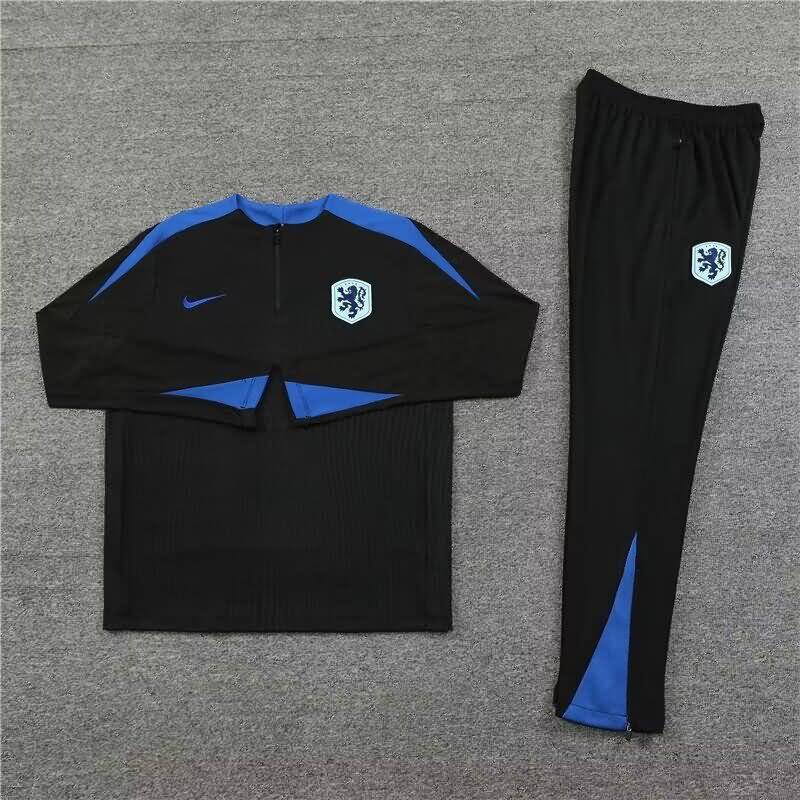 Netherlands Soccer Tracksuit Black Replica 2024