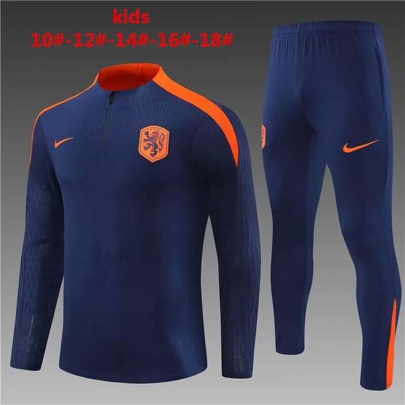 Kids Netherlands Soccer Tracksuit Dark Blue Replica 2024