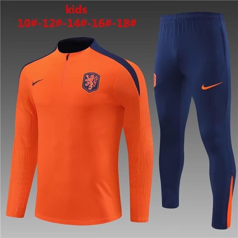 Kids Netherlands Soccer Tracksuit Orange Replica 2024