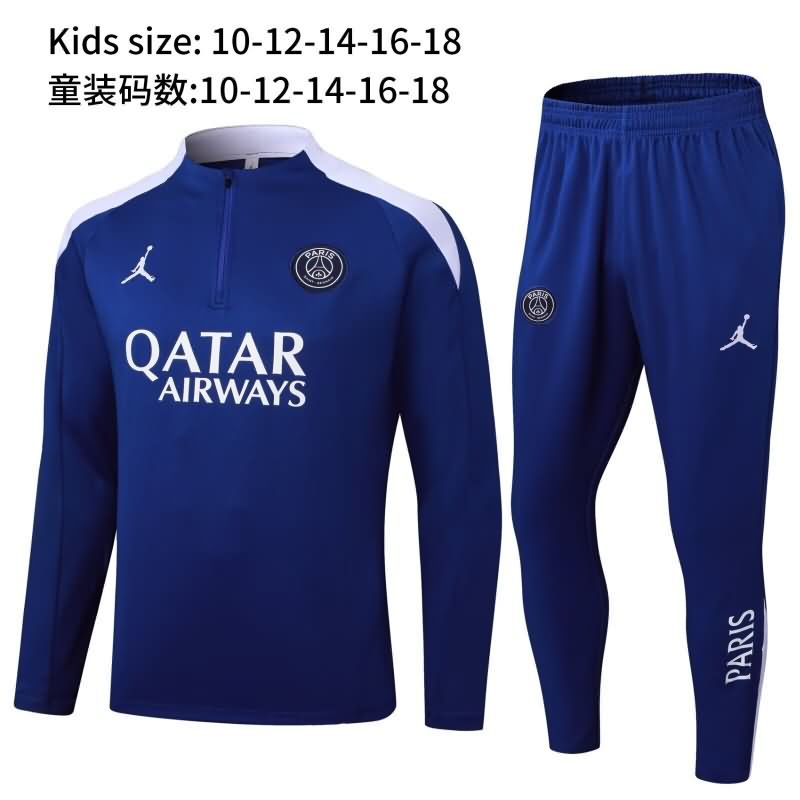 Kids AAA Quality Paris St German 24/25 Dark Blue Soccer Tracksuit 02