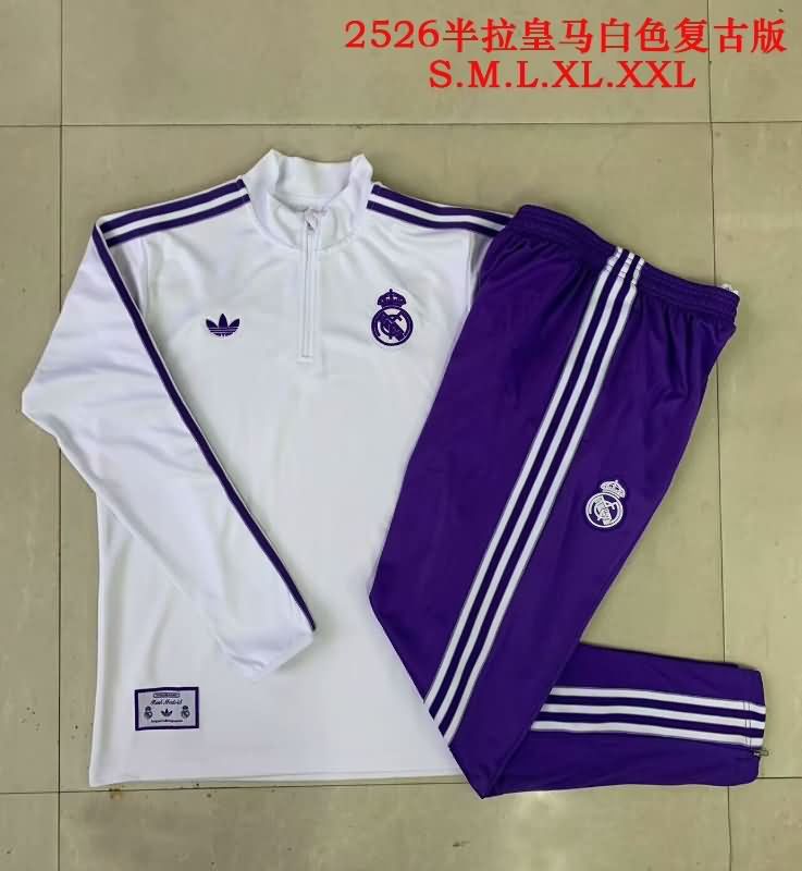 AAA Quality Real Madrid 24/25 White Soccer Tracksuit 14