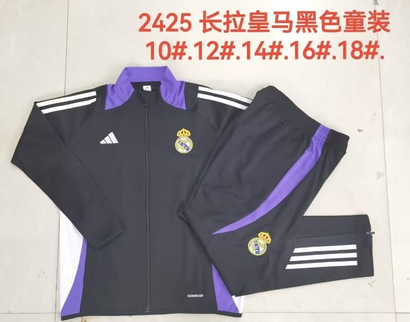 Kids Real Madrid Soccer Tracksuit 05 Black Replica 24/25