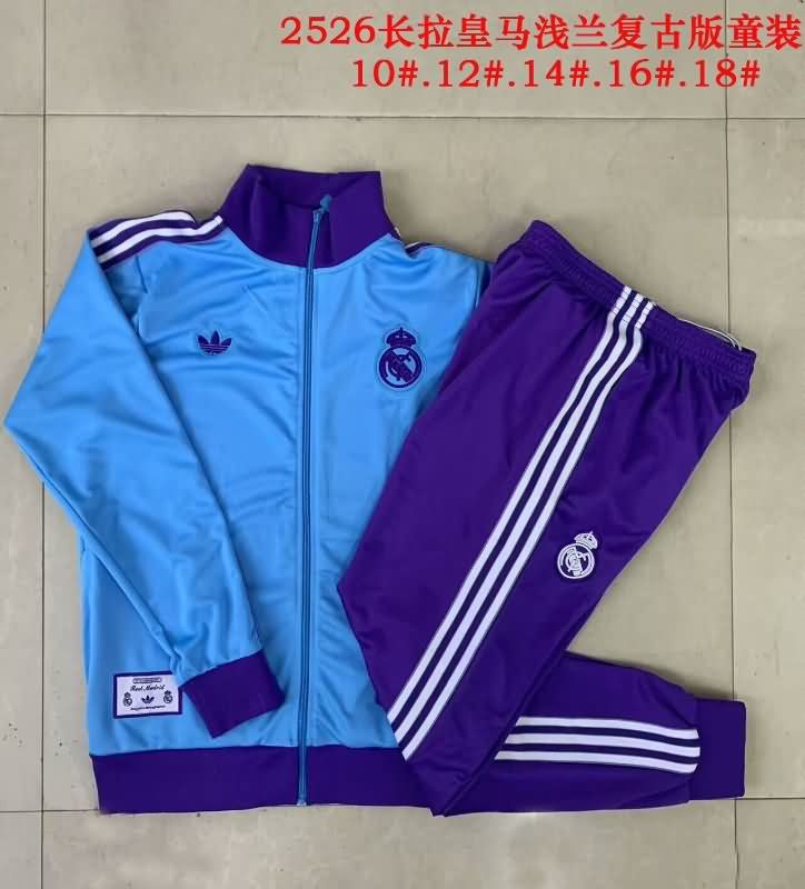 Kids AAA Quality Real Madrid 24/25 Blue Soccer Tracksuit