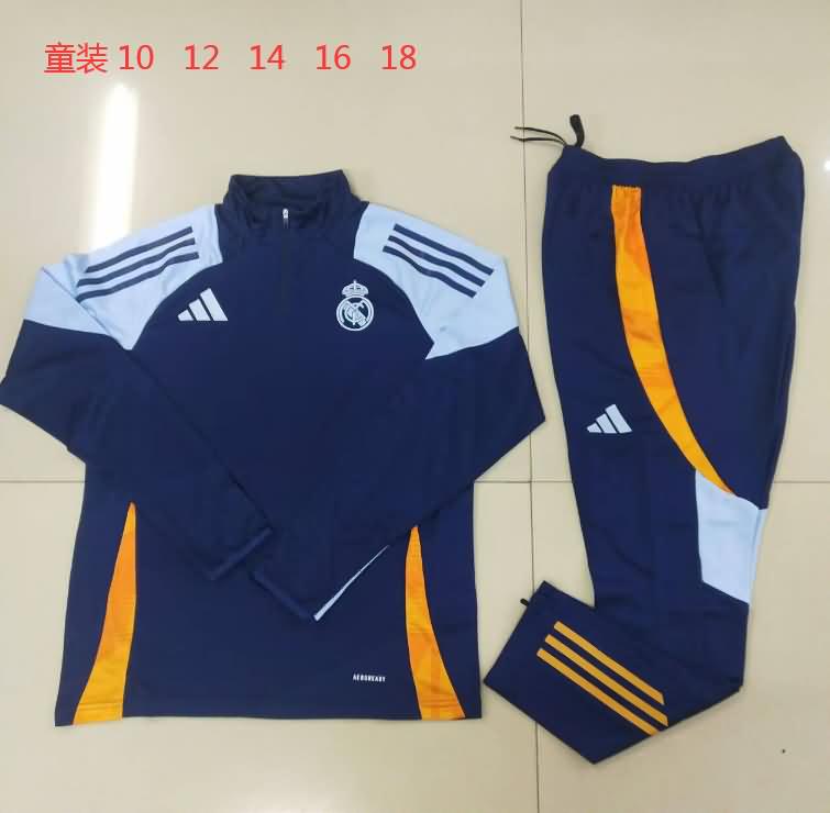 Kids Real Madrid Soccer Tracksuit 04 Dark Blue Replica 24/25