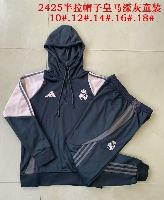 Kids Real Madrid Soccer Tracksuit 03 Grey Replica 24/25
