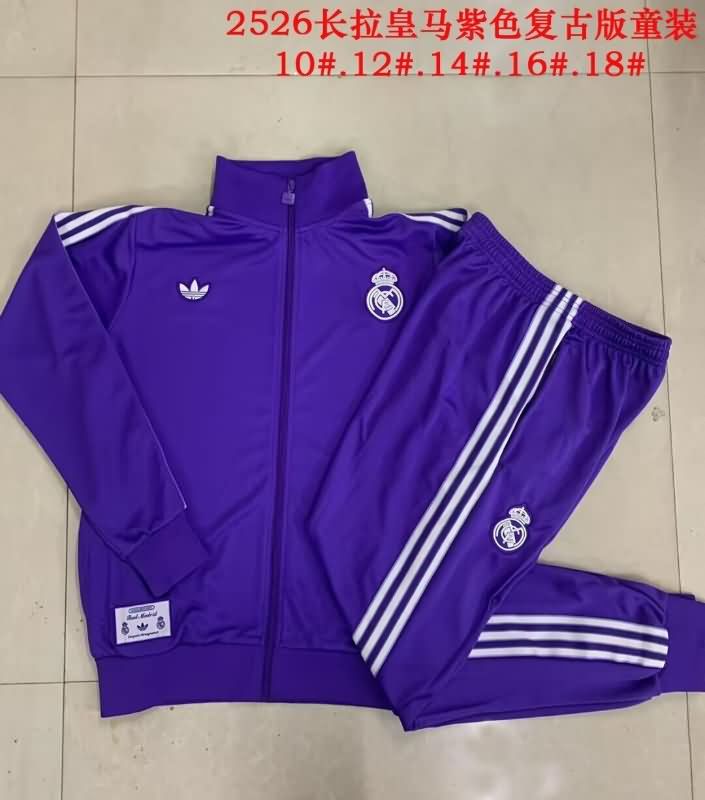Kids AAA Quality Real Madrid 24/25 Purples Soccer Tracksuit 02