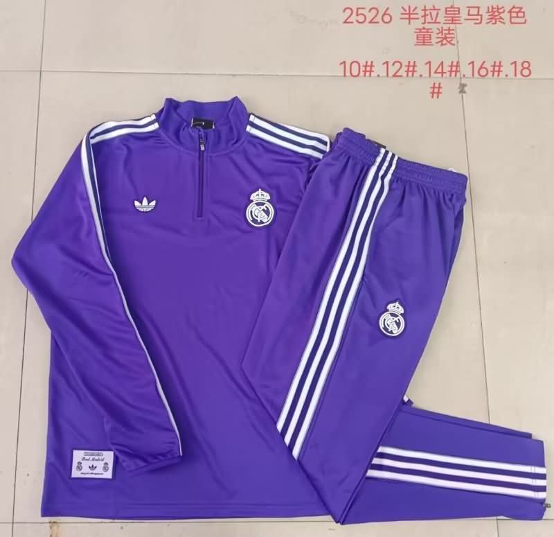 Kids AAA Quality Real Madrid 24/25 Purples Soccer Tracksuit 03