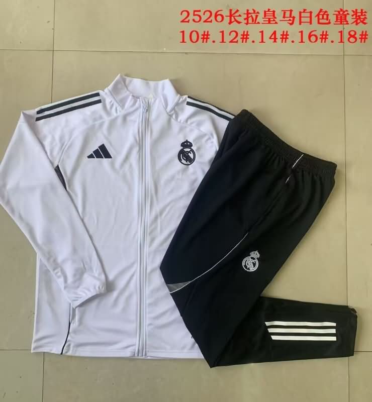 Kids AAA Quality Real Madrid 24/25 White Soccer Tracksuit 04