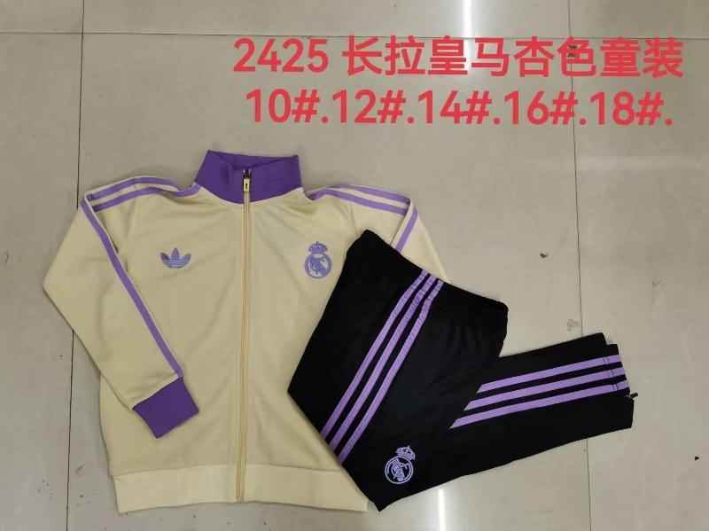 Kids Real Madrid Soccer Tracksuit Yellow Replica 24/25