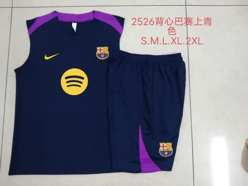 AAA Quality Barcelona 24/25 Dark Blue Soccer Training Sets 03
