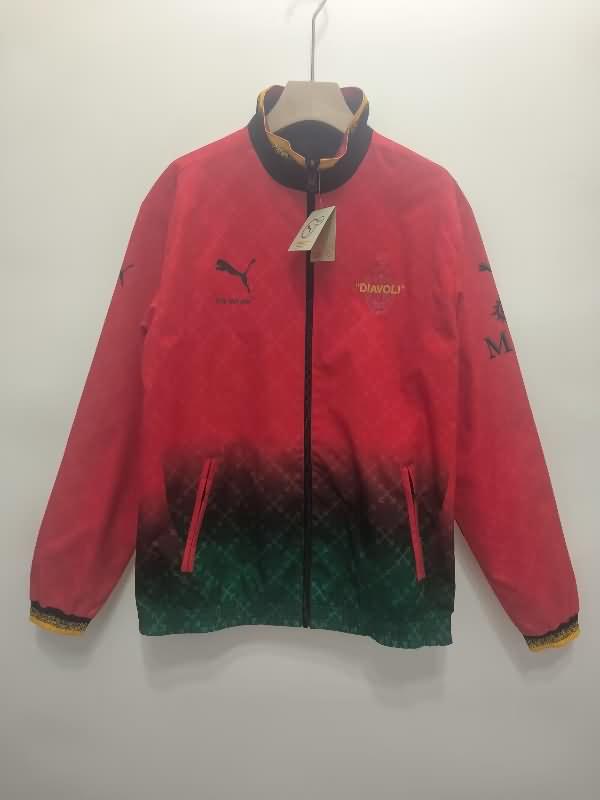 AC Milan Soccer Windbreaker Red Black Reversible Replica 24/25