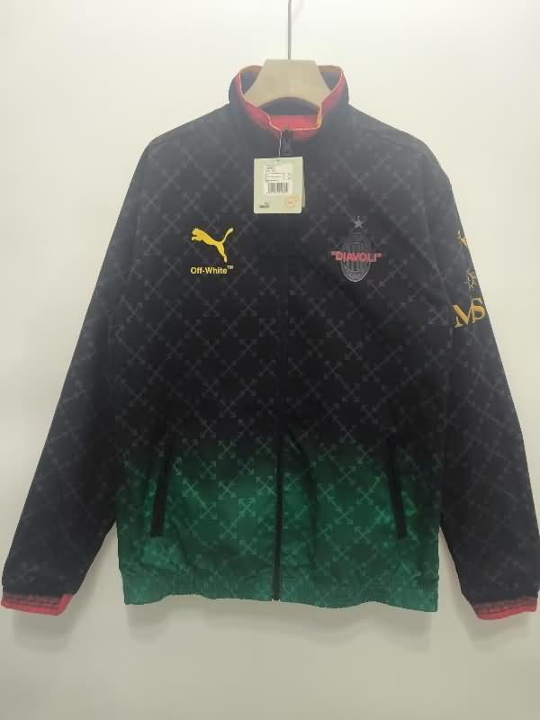 AC Milan Soccer Windbreaker Red Black Reversible Replica 24/25