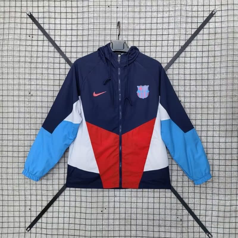 AAA Quality Barcelona 24/25 Dark Blue Soccer Windbreaker 03