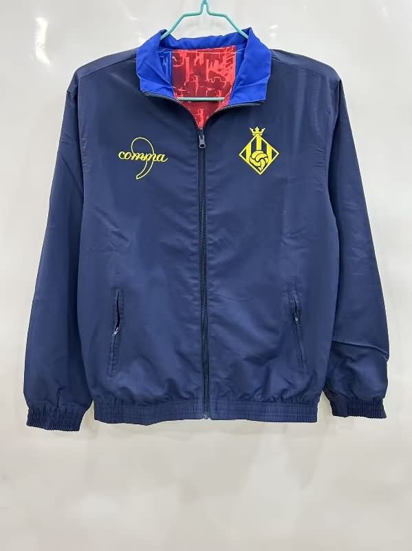AAA Quality Barcelona 24/25 Red Dark Blue Reversible Soccer Windbreaker