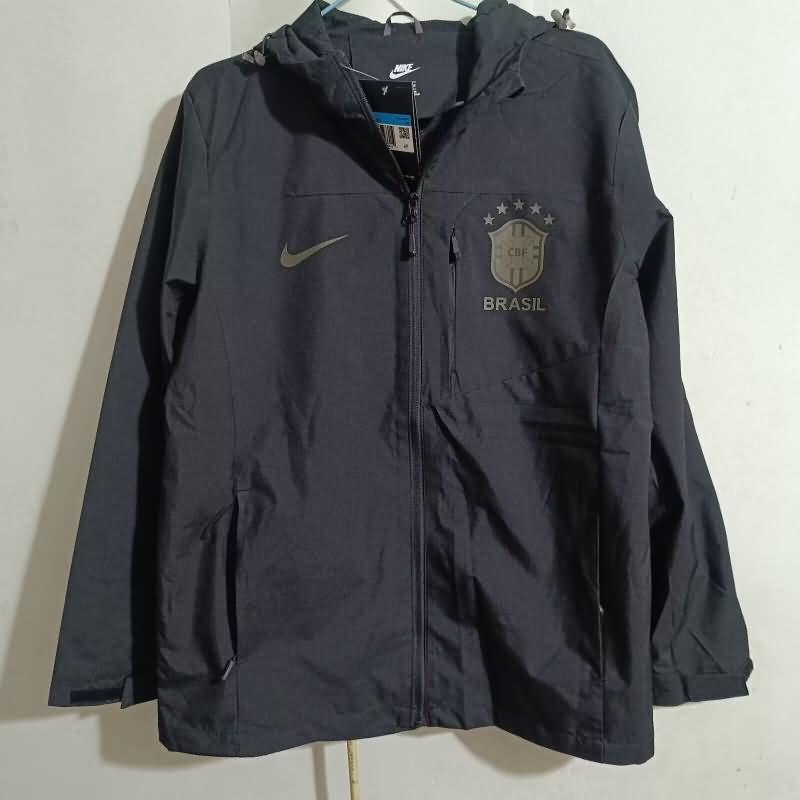 Brazil Soccer Windbreaker Black Replica 2024