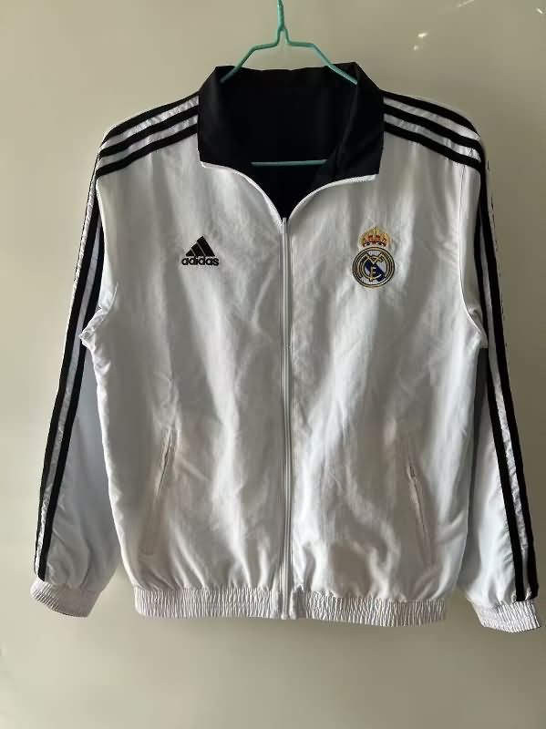 AAA Quality Real Madrid 24/25 Black White Reversible Soccer Windbreaker
