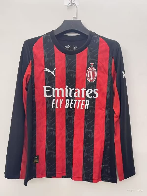 AAA Quality AC Milan 25/26 Home Long Sleeve Soccer Jersey Leaked