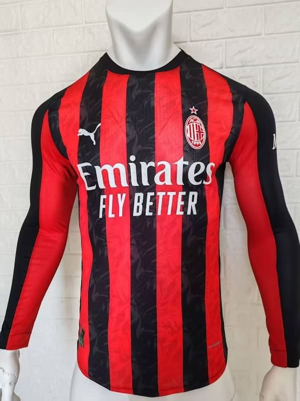 AAA Quality AC Milan 25/26 Home Long Sleeve Soccer Jersey (Player)
