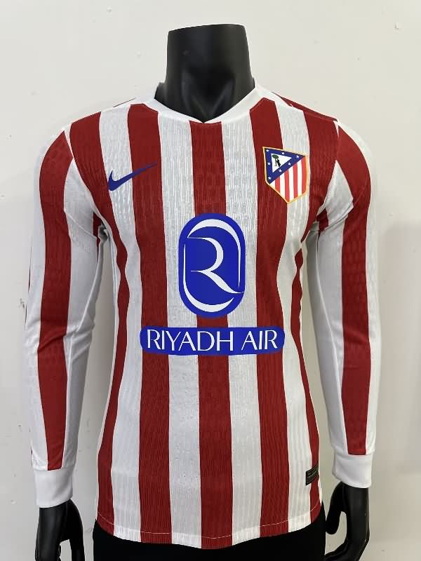 Atletico Madrid Soccer Jersey Home Long Sleeve (Player) 25/26