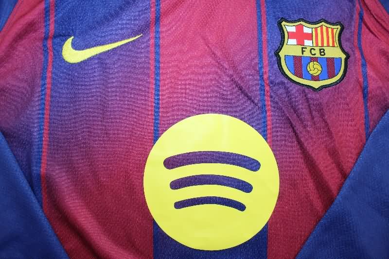 AAA Quality Barcelona 25/26 Home Long Sleeve Soccer Jersey Leaked