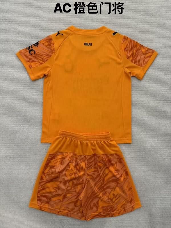 Kids AC Milan 25/26 Goalkeeper Orange Soccer Jersey And Shorts