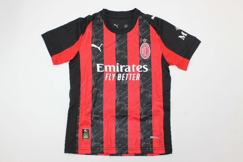 Kids AC Milan 25/26 Home Soccer Jersey And Shorts