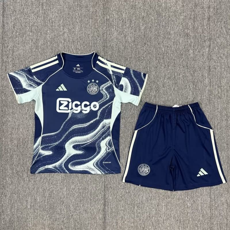 Kids Ajax 25/26 Away Soccer Jersey And Shorts