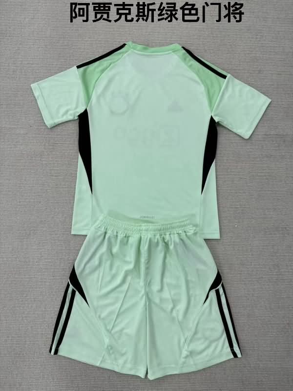 Kids Ajax 25/26 Goalkeeper Green Soccer Jersey And Shorts