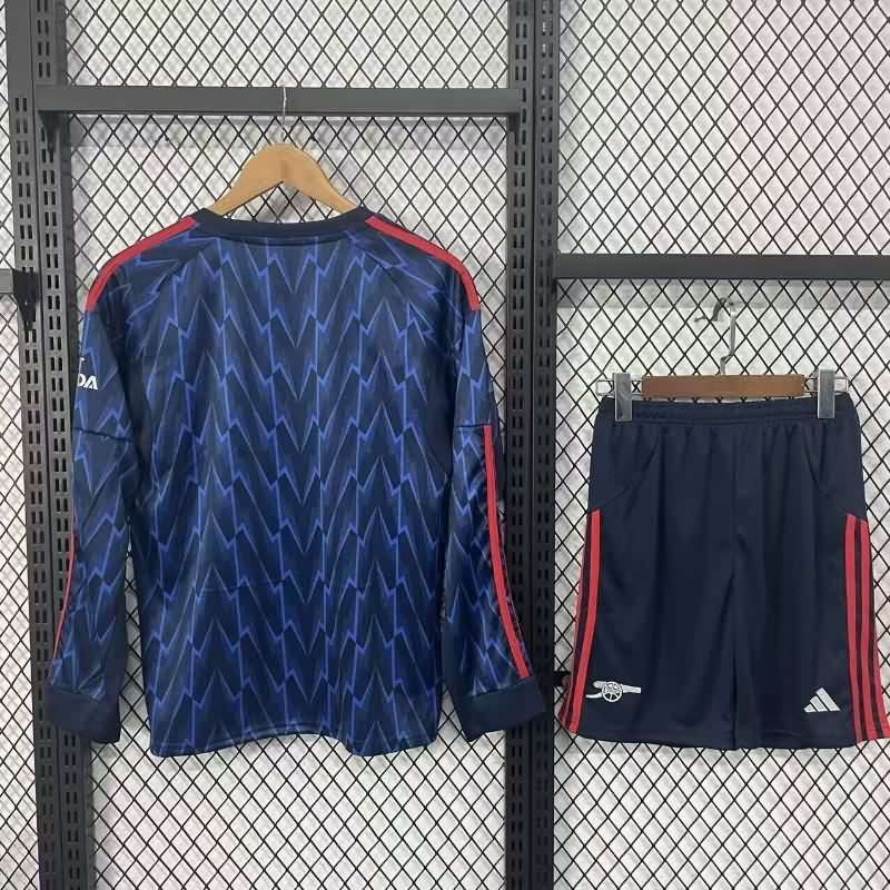 Kids Arsenal 25/26 Away Long Sleeve Soccer Jersey And Shorts