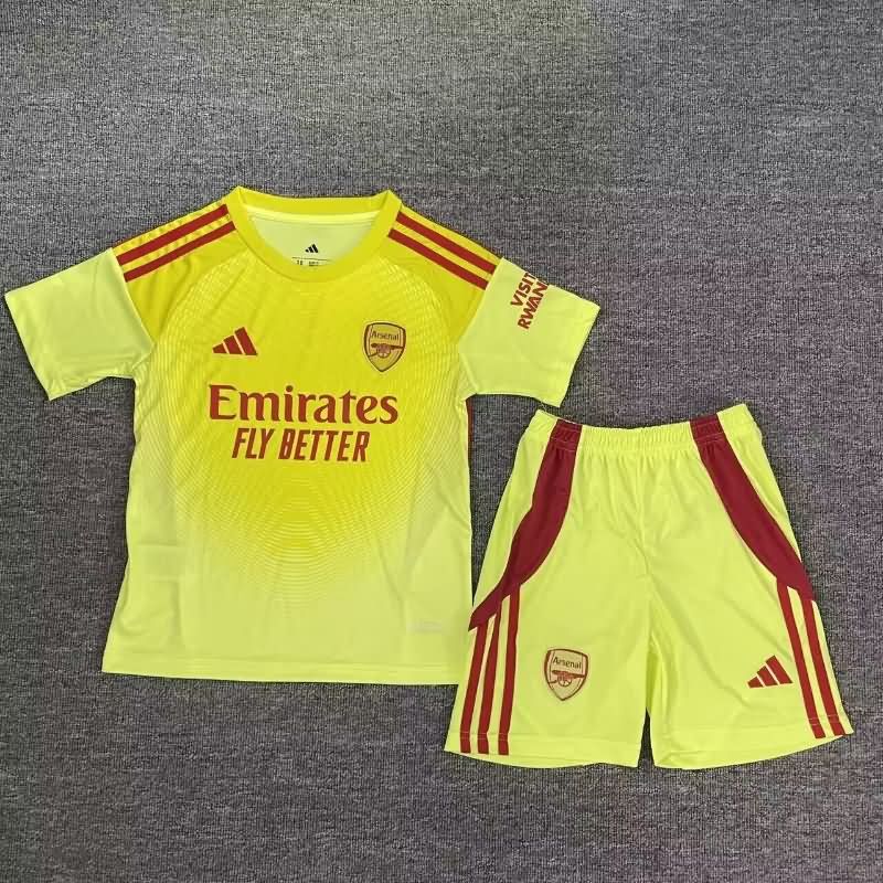 Kids Arsenal 25/26 Goalkeeper Yellow Soccer Jersey And Shorts