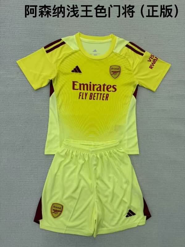 Kids Arsenal 25/26 Goalkeeper Yellow Soccer Jersey And Shorts Leaked