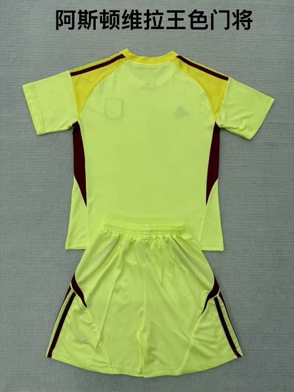Kids Aston Villa 25/26 Goalkeeper Yellow Soccer Jersey And Shorts