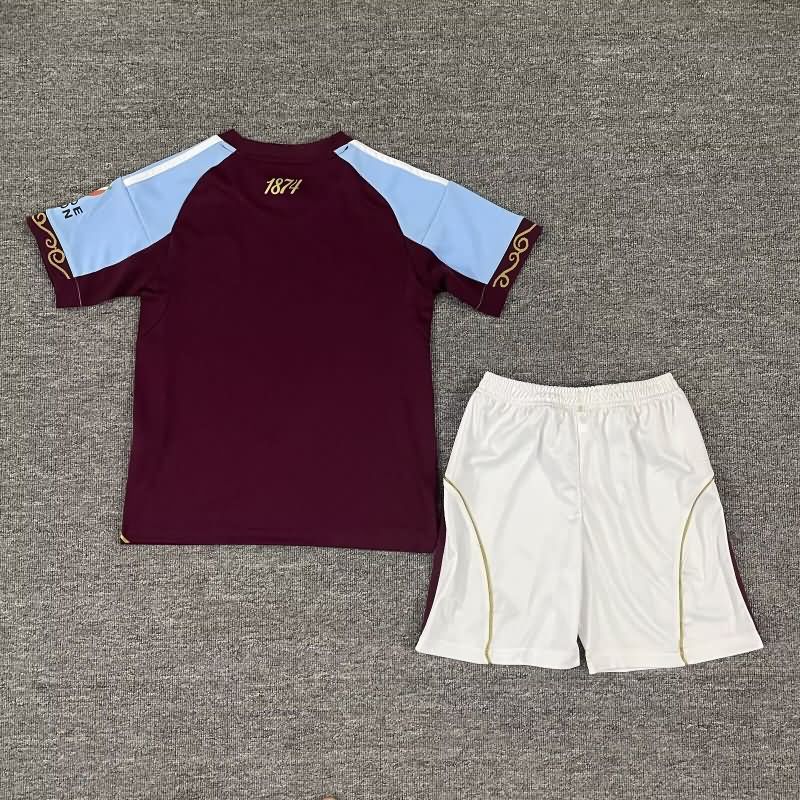 Kids Aston Villa 25/26 Home Soccer Jersey And Shorts