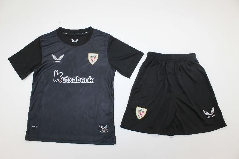 Kids Athletic Bilbao 25/26 Goalkeeper Black Soccer Jersey And Shorts