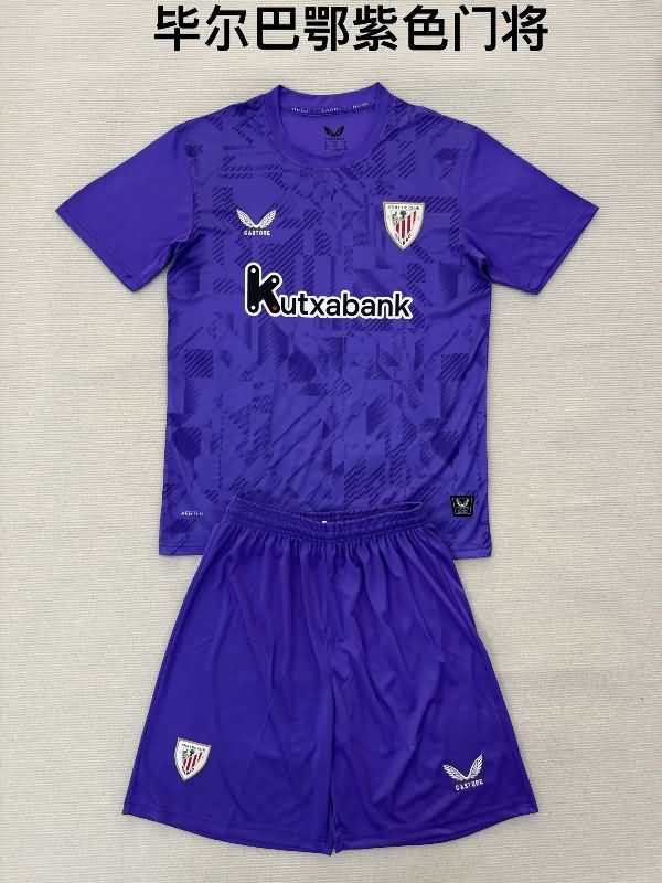 Kids Athletic Bilbao 25/26 Goalkeeper Purple Soccer Jersey And Shorts