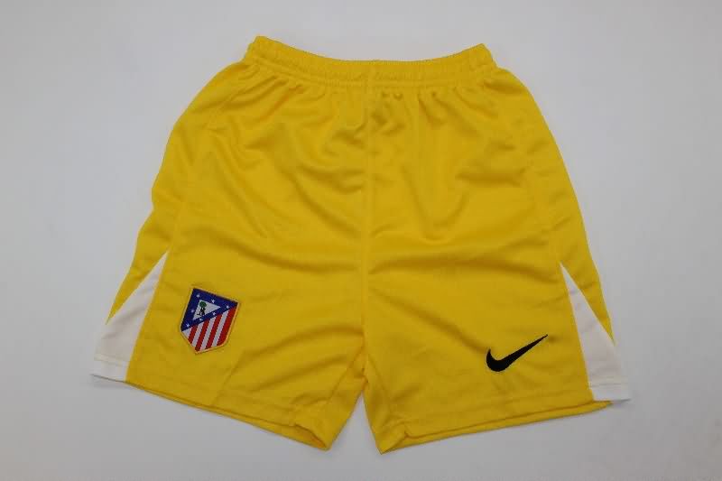 Kids Atletico Madrid 25/26 Goalkeeper Yellow Soccer Jersey And Shorts