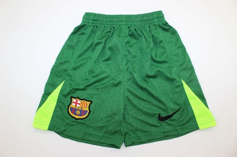 Kids Barcelona 25/26 Goalkeeper Green Soccer Jersey And Shorts