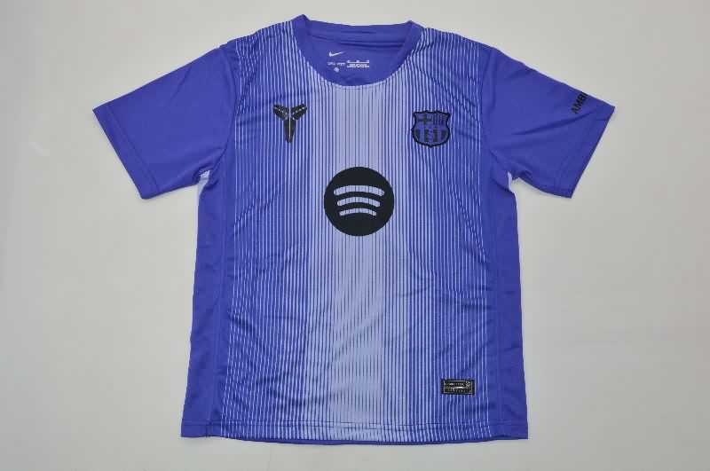 Kids Barcelona 25/26 Goalkeeper Purple Soccer Jersey And Shorts