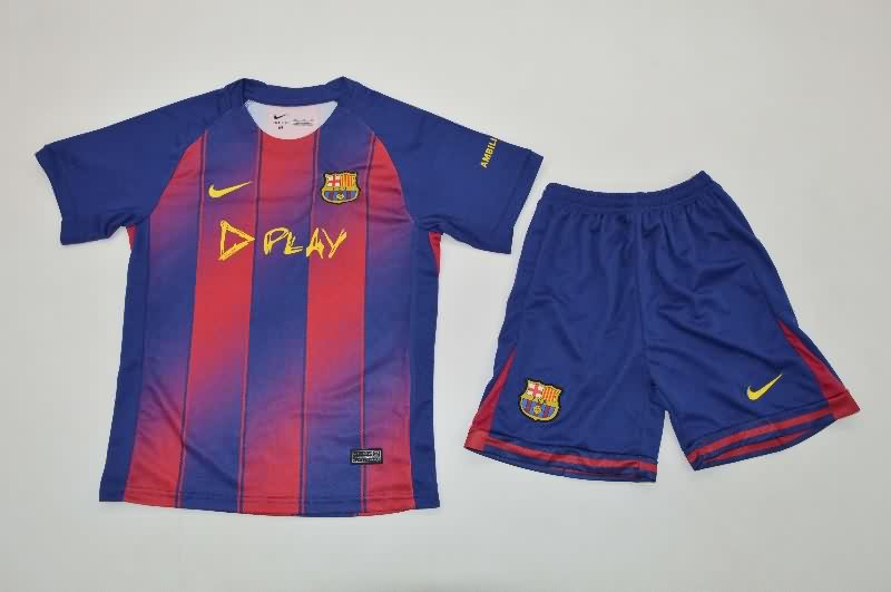 Kids Barcelona 25/26 Home Soccer Jersey And Shorts Sponsor Kids Barcelona 25/26 Home Soccer Jersey And Shorts Sponsor