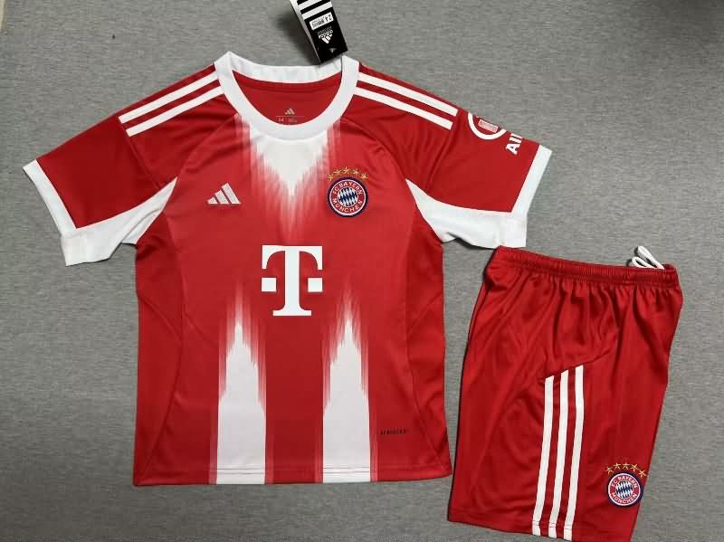 Kids Bayern Munich 25/26 Home Soccer Jersey And Shorts Leaked