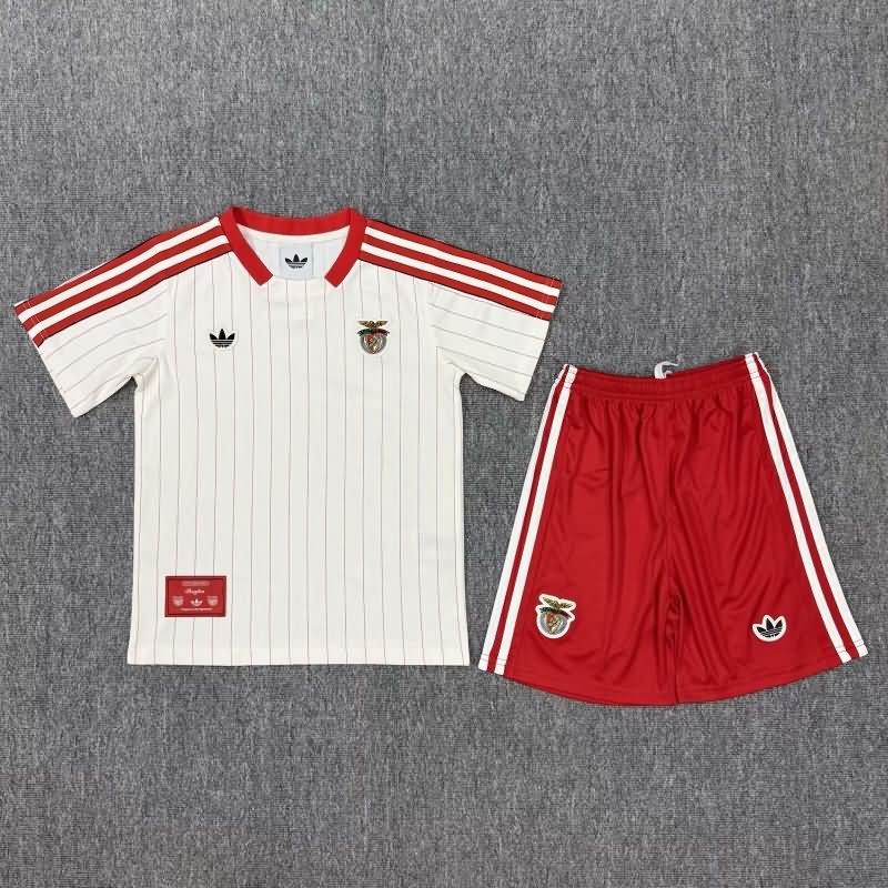 Kids Benfica 25/26 White Soccer Jersey And Shorts 02