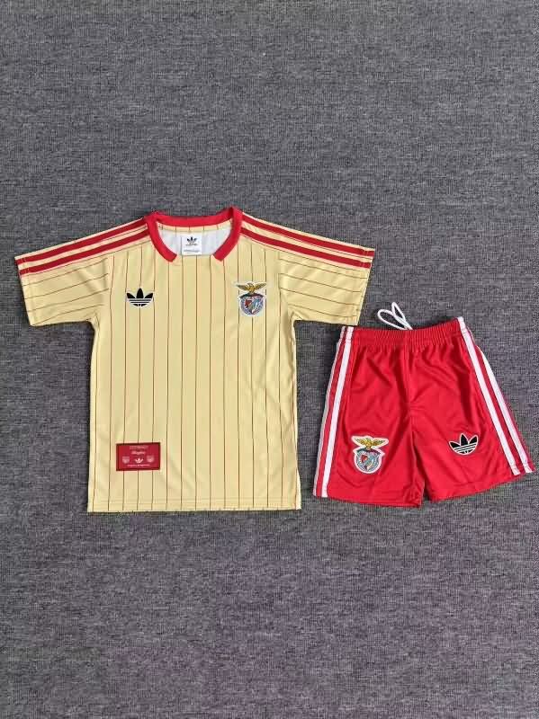 Kids Benfica 25/26 Yellow Soccer Jersey And Shorts
