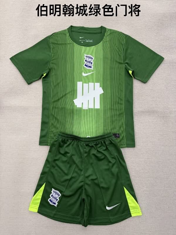 Kids Birmingham City 25/26 Goalkeeper Green Soccer Jersey And Shorts